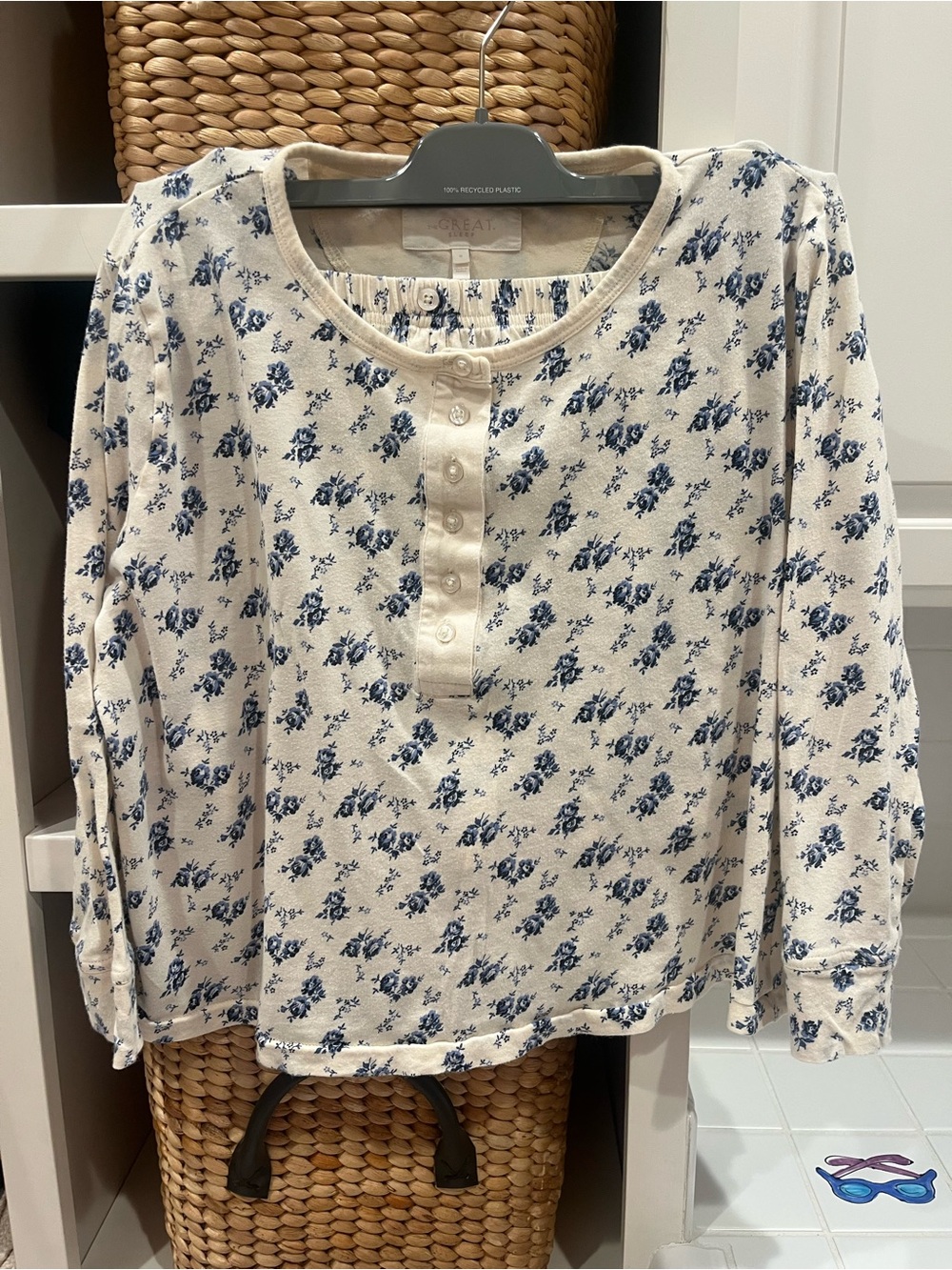 THE GREAT. Floral Sleep Set in Cream and Blue - Picture 2 of 9